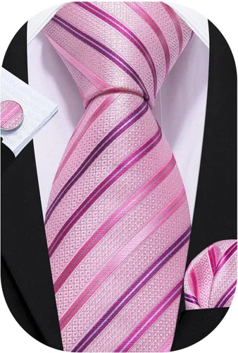 Miniatura 23 de Barry.Wang Juego de corbatas para hombre, corbata de seda a rayas, tejido a cuadros, gemelos formales, negocios, boda