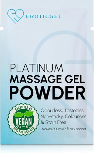 Gel de masaje en polvo premium | Fabricado en Japón | Sin parabenos ni glicerina | Bolsa de viaje de 0.18 oz que hace 16.9 onzas líquidas