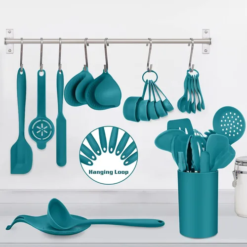 Miniatura 6 de P&P CHEF Juego de utensilios de cocina de silicona, 28 piezas, espátulas para hornear con soporte, resistentes al calor y no tóxico, antiadherente