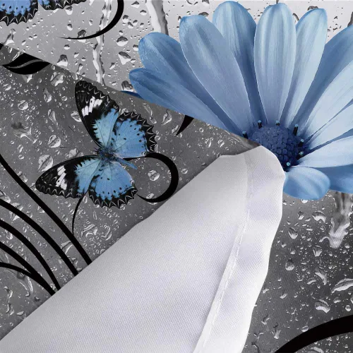 Miniatura 6 de Cortina de Ducha Rústica Azul Floral Boho, Cortinas de Flores de Margarita y Mariposa de Estilo Granja para Baño, Decoración de Baño Floral