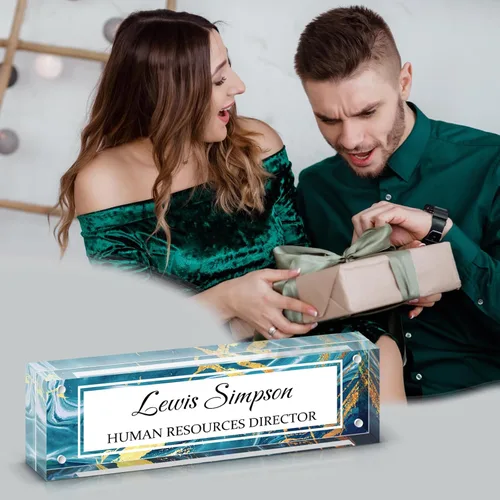 Miniatura 7 de Placa de Nombre para Escritorio, Placa de Nombre con Patrón de Doble Cara para Escritorio, Decoración de Escritorio de Oficina Personalizada