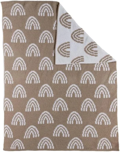 Miniatura 5 de Living Textiles Manta de punto de chenilla, color gris pardo arcoíris Arco iris gris
