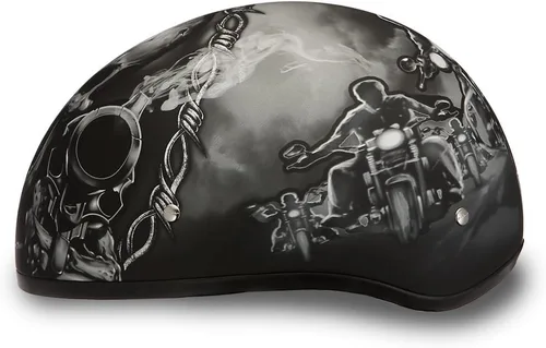 Miniatura 3 de Daytona Helmets - Medio casco de motocicleta con diseño de calavera y huesos cruzados – Aprobado DOT [Gráficos]