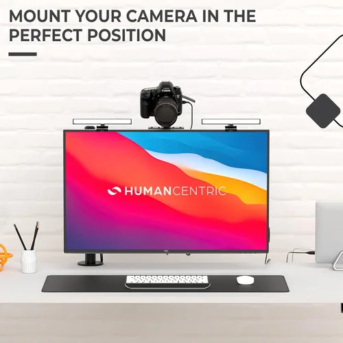 Miniatura 2 de HumanCentric Montura para Monitor DSLR Pequeña, Montaje de Cámara de Escritorio, Luz para Webcam, Estante para Micrófono para Brazo VESA de Monitor