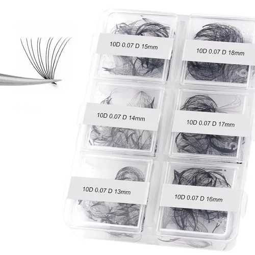 Miniatura 53 de Extensiones de Pestañas Rizo D 0.59-0.79 pulgadas Bandeja Mixta Seda Extensiones de Pestañas Clásicas Suministros Extensiones de Pestañas
