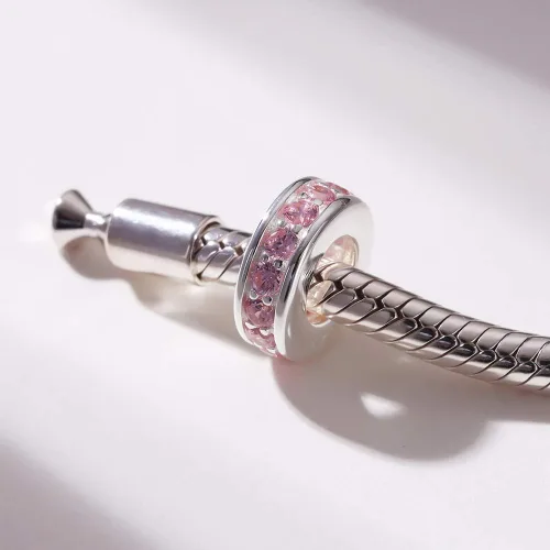 Miniatura 35 de 925 plata esterlina espaciador encanto grano con CZ transparente para pulseras Pandora Charms