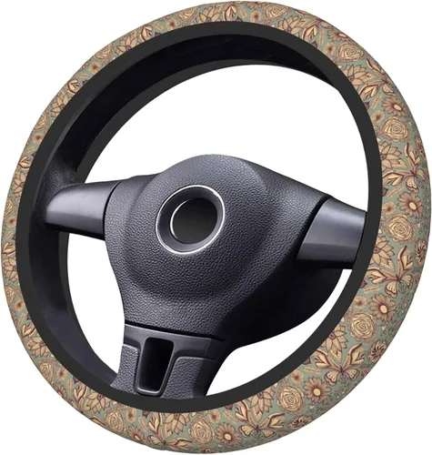 Miniatura 4 de Funda de volante de ajuste universal, accesorios para el interior del automóvil para mujeres y hombres, 15 pulgadas, transpirable, antideslizante