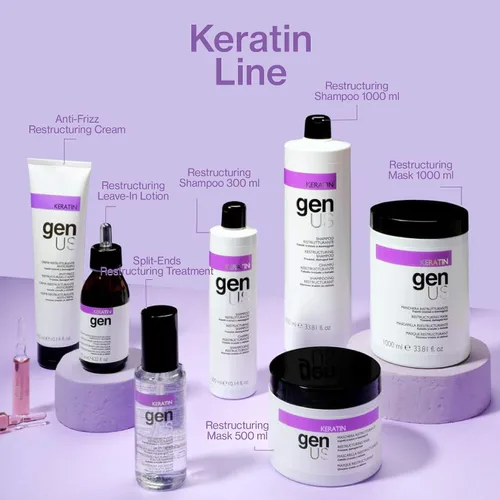 Miniatura 3 de Genus Mascarilla reestructurante de queratina enriquecida con proteínas de seda, caviar y colágeno, peinado, nutre e hidrata, apta para todo
