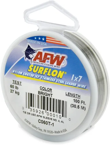 Miniatura 99 de Alambre de pesca americano Surflon recubierto de nailon 1x7 de acero inoxidable, línea líder de pesca para agua salada, prueba de 10 libras - prueba