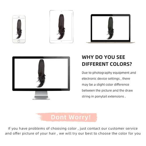 Miniatura 9 de Extensión de cabello negro con cola de caballo de 22 pulgadas de largo, rizado, ondulado, peluca sintética con clip, peluca de cola de caballo