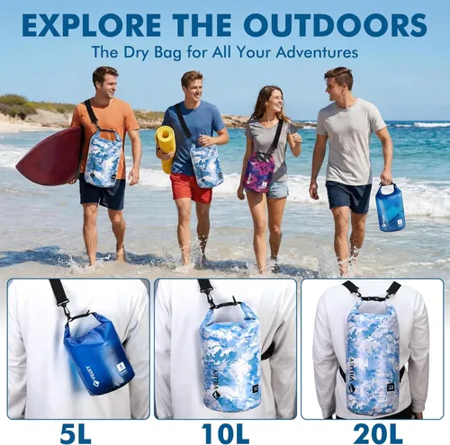 Miniatura 5 de VILLEY Bolso seco impermeable de 1.32 galones, saco enrollable que mantiene el equipo seco, ligero, para kayak, navegación, camping, natación y Azul