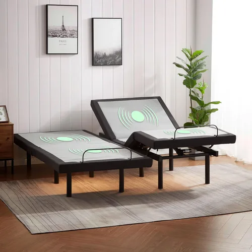 Miniatura 8 de Nestl Marco de Cama Ajustable, Marco de Cama de Masaje Ajustable de Espacio Cero, Base de Cama Ajustable con Masaje de Cabeza y Pies, Control Remoto