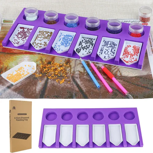 Miniatura 8 de Bandeja organizadora de accesorios de pintura de diamantes, contenedores de almacenamiento de clasificación de cuentas de pintura artística, kits