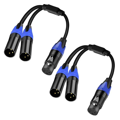 Miniatura 10 de Cable divisor XLR, cable de conexión en Y de 1 hembra a 2 machos, cable divisor de micrófono equilibrado, adaptador de audio (11.8 pulgadas)