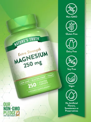 Miniatura 3 de Nature's Truth Suplemento de magnesio para mujeres y hombres 250 mg 250 unidades Vegano, sin OMG y sin gluten Óxido de magnesio