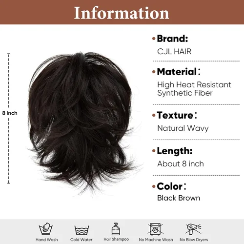 Miniatura 2 de CJL HAIR - Extensiones de cabello con pinza de garra para cola de caballo corta, trenza desordenada, sintéticas, maleables, para mujeres, cabello