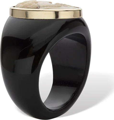 Miniatura 2 de Anillo clásico de oro amarillo de 10 quilates y ónix natural negro