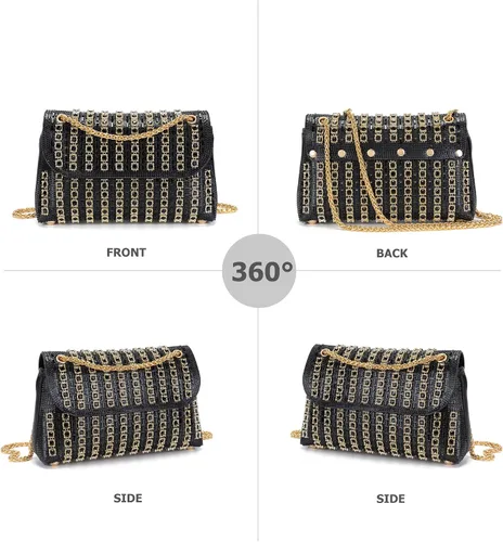 Miniatura 4 de Bolsos de mano con diamantes de imitación para mujer, bolsos de hombro con cadena, bolsas de noche brillantes para cóctel, graduación, fiesta, boda