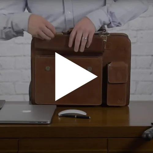 Miniatura 9 de Maxwell Scott - Mens Luxury Italian Leather Large Square Briefcase - Zip Closure - Handmade in Italy - The Alanzo