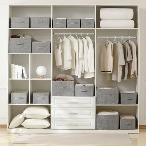 Miniatura 9 de Organizadores y almacenamiento de ropa de lino, cestas de almacenamiento grandes, lavables, organizador de ropa con asa, organizador de suéter