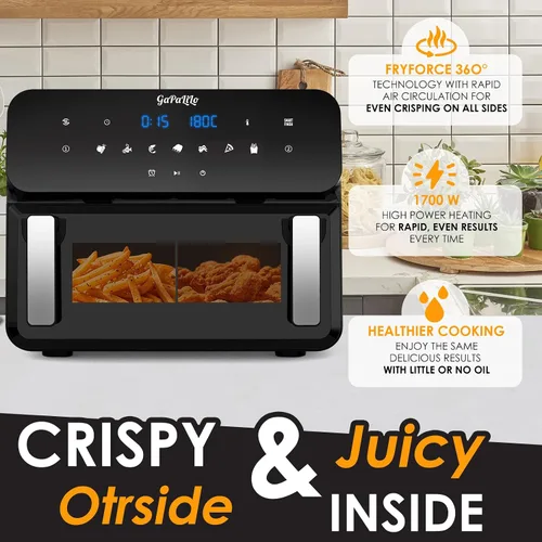 Miniatura 5 de 11QT Large Dual Zone Air Fryer, Double Basket Air Fryer with 2×5.5QT Baskets, Digital Full Touchscreen Easy-Panel, SyncCook Function, Cook 2 Dishes