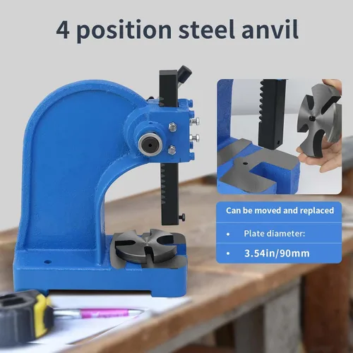 Miniatura 5 de Prensa manual de 1 tonelada, máquina de prensa de perforación de escritorio de hierro fundido resistente de 5.5 pulgadas de altura máxima