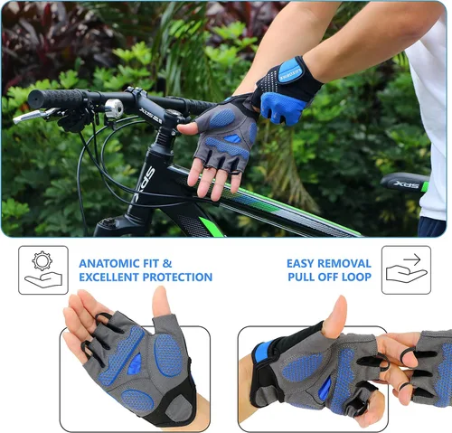 Miniatura 5 de Guantes de ciclismo para bicicleta de montaña para hombre, amortiguadores de gel SBR acolchados, palma antideslizante, ultra transpirables