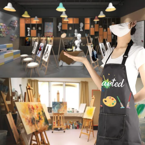 Miniatura 7 de MBMSO Delantal de pintura - Delantal de artista y profesor de arte - Regalos de arte divertidos Delantal I Arted negro
