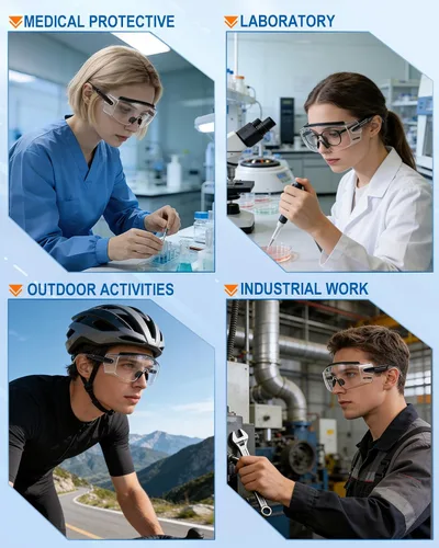 Miniatura 6 de Gafas de Seguridad Sobre Anteojos — Gafas de Seguridad Certificadas ANSI Z87.1 con Lentes Envolventes Transparentes UV380 Antivaho y Antirrayaduras