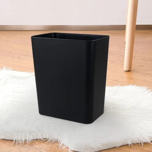 Miniatura 8 de Paquete de 3 cubos de basura negros de 4.5 galones, contenedor de basura Construcción de plástico resistente, forma rectangular que ahorra