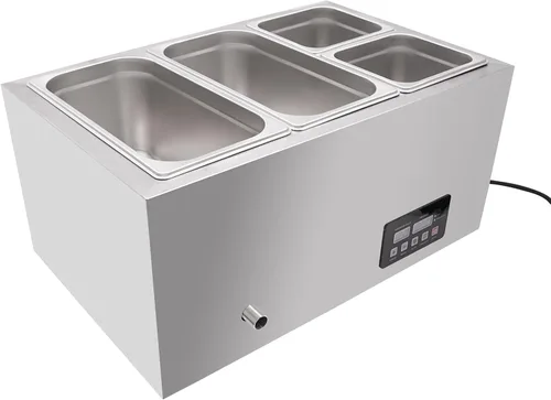 Miniatura 18 de DYNAMI Calentador de alimentos para bufé comercial de 110 V, mesa de vapor eléctrica grande de acero inoxidable de 3 bandejas con diseño