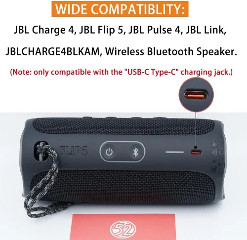 Miniatura 2 de Sqrmekoko Nuevo cable de alimentación de carga plana Tour compatible con JBL Charge 5, JBL Flip 6, JBL Flip 5, JBL Charge 4, JBL Pulse 4 altavoz