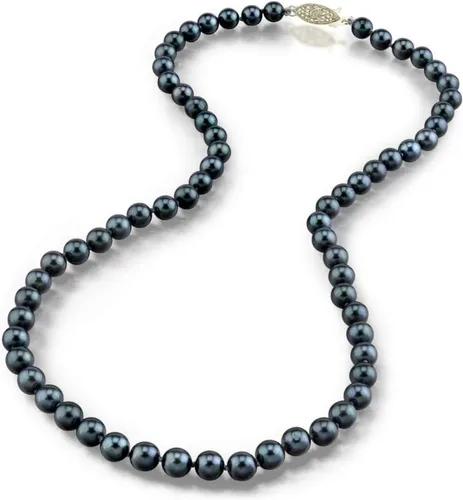 Miniatura 9 de The Pearl Source Black Akoya Japanese Pearl Necklace for Women - 14k Gold Pearl Strand Necklace 18in Long Pearl Necklace with Genuine Cultured