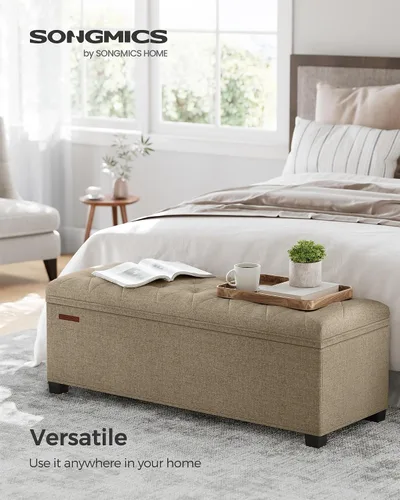 Miniatura 3 de SONGMICS Banco otomano de almacenamiento, reposapiés con patas, 15.7 x 43.3 x 15.7 pulgadas, banco de extremo de cama, baúl de almacenamiento, carga