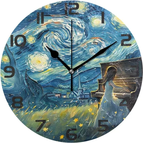 Miniatura 18 de ALAZA Reloj de pared con diseño de pájaro en la rama 3D que no hace tictac, para dormitorio, cocina, sala de estar, escuela, oficina, dorado