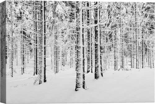 Miniatura 30 de SIGNWIN Lienzo impreso para pared, diseño de bosque y guardería, cabaña de troncos, invierno, nieve, montaña, bosque, ilustraciones de naturaleza