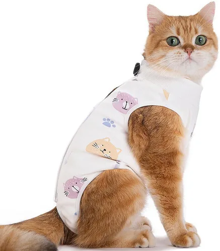 Miniatura 9 de Traje de recuperación para gatos, enterizo para gatos después de la cirugía, esterilización quirúrgica, heridas abdominales, enfermedades
