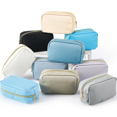 Miniatura 9 de Sweetude 10 bolsas de maquillaje a granel para mujeres, regalo preparatorio, bolsa de cosméticos de piel sintética, pequeña bolsa de aseo