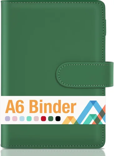 Miniatura 25 de Sooez Carpeta A6 de 6 Anillas, Cubierta de Planificador de Cuaderno Rellenable, Organizador Pequeño de Cuero Carpeta Vacía para Presupuesto, Diario