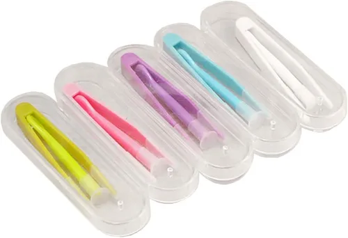 Paquete de 6 pinzas portátiles para lentes de contacto, palillo de succión para lentes de contacto, herramienta de extracción con estuche de viaje