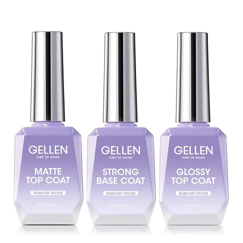 Miniatura 10 de GELLEN 20 ml de gel base y capa superior, capa superior brillante libre de hema y capa base para esmalte de uñas de gel, esmalte de uñas