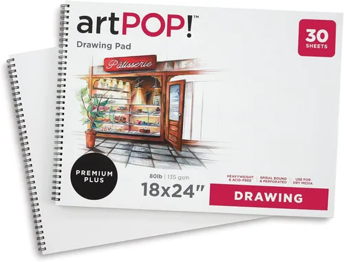Miniatura 2 de artPOP! Bloc de papel de dibujo, paquete de 2, 18 x 24 pulgadas, 30 hojas cada una, 80 libras (135 gsm), cuaderno de bocetos sin ácido para medios