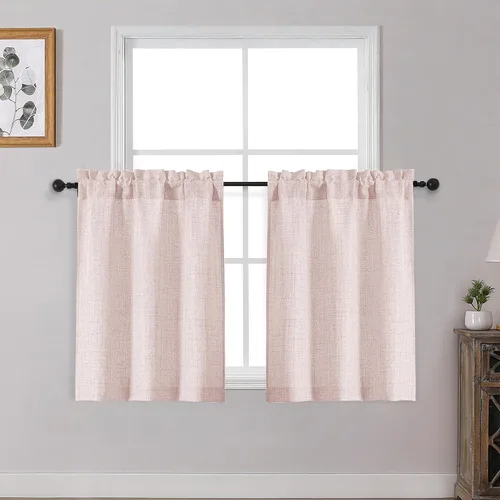 Miniatura 43 de OWENIE Cortinas de Cocina Negras Sobre Fregadero de 24 Pulgadas de Largo, Juego de 2 Paneles, Cortinas Cortas de Café con Textura Filtrante de Luz