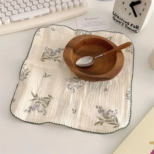 Miniatura 7 de BuLuTu - Paños de limpieza reutilizables 100% algodón muselina para cocina, 4 unidades, paños de cocina con estampado floral dulce, paños de esponja