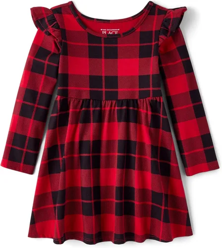 Miniatura 15 de The Children's Place Vestido diario estampado de manga larga para niñas de talla única y niños pequeños