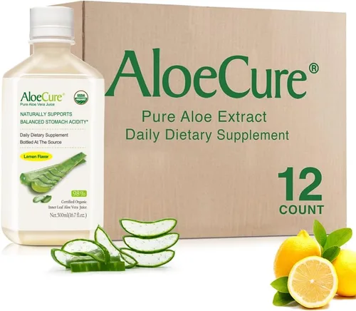 Miniatura 11 de AloeCure USDA - Jugo orgánico de aloe vera sabor a limón, fabricado dentro de las 12 horas de cosecha, suplemento digestivo natural para una acidez