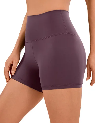 CRZ YOGA Naked Feeling - Pantalones cortos de motociclista de 4 pulgadas, cintura alta, yoga, entrenamiento, correr, gimnasio, elastano para mujer
