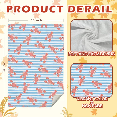 Miniatura 6 de SPBL&L Toallas de Cocina de Langosta - Decoración de Langosta, Toallas de Mano Náuticas para Baño, Toallas de Platos Costeras Náuticas de Playa