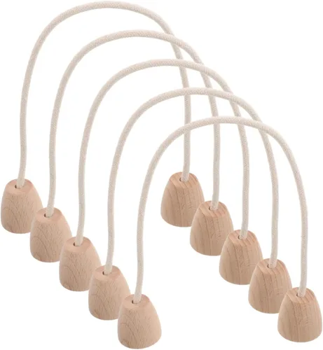 Juego de 5 cubos de cuerda de algodón para croquet con base de madera, portátil, ligero, juego de césped familiar para actividades al aire libre en