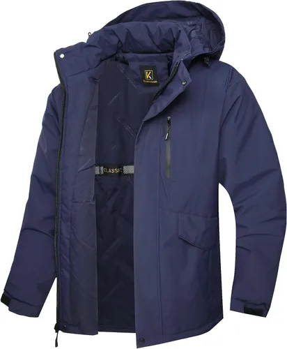 Miniatura 10 de Keevoom Abrigos de invierno para hombre, abrigo de nieve cálido, resistente al viento, impermeable, con capucha, snowboard, esquí, chaquetas